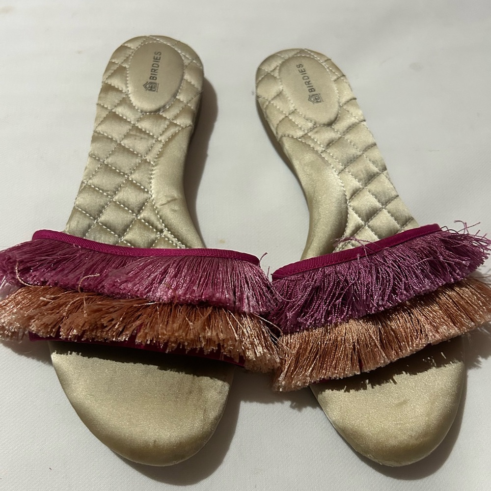 Birdies sparrow fringe sandal slides - Picture 3 of 9
